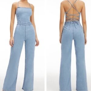 Stylish Denim Jumpsuit with Strappy Back